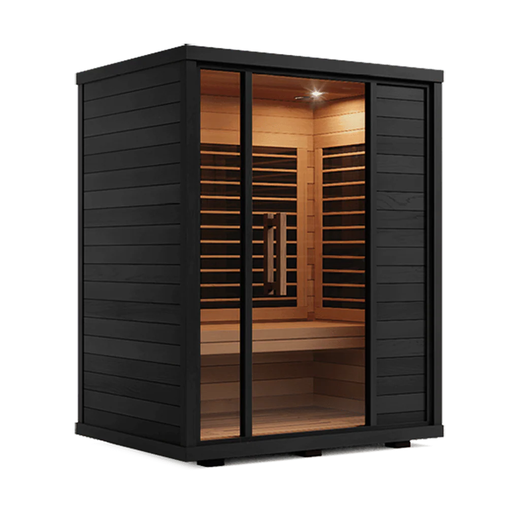 Black infrared sauna with glass front