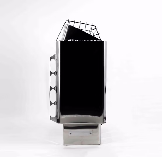 Modern abstract sculpture with geometric shapes and reflective surfaces.