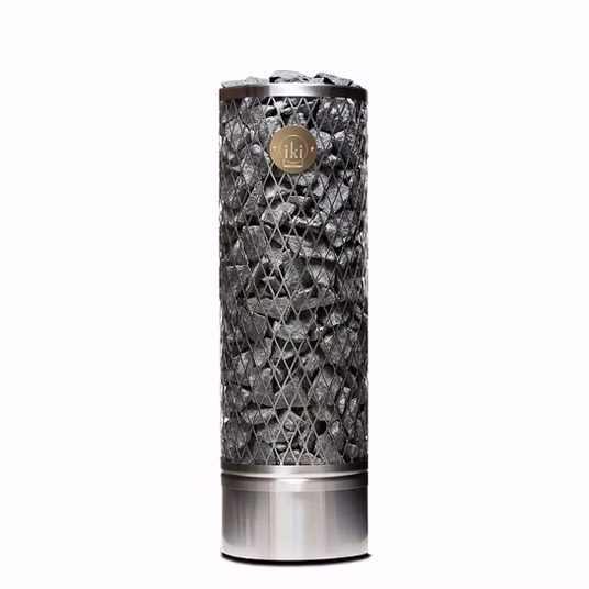 Tall cylindrical container filled with black charcoal pieces.