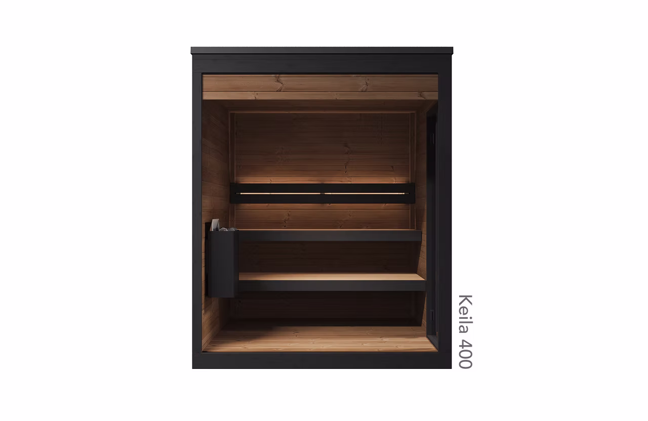 Modern wooden cabinet with open doors and shelves inside.