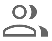 Icon of two gray user silhouettes, one in front of the other.